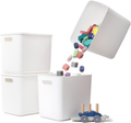 Plastic Storage Baskets Bins Boxes With Lids,Organizing Container White Storage Organizer Bins For Shelves Drawers Desktop Playroom Classroom Office,4-Pack